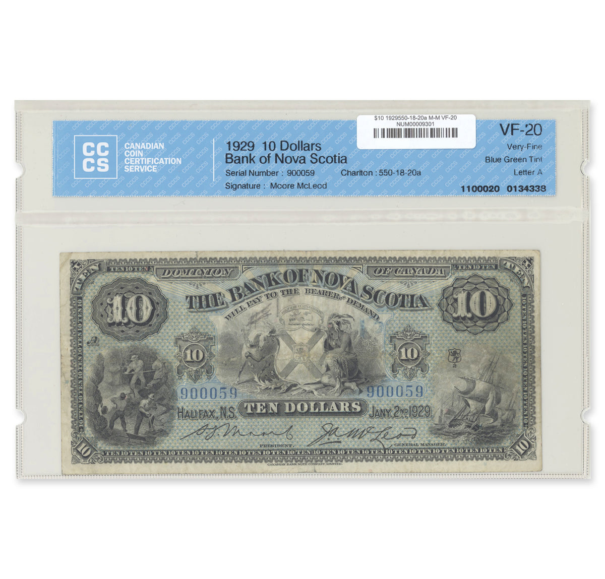$10 1929 550-18-20a Bank of Nova Scotia Moore-McLeod CCCS VF-20