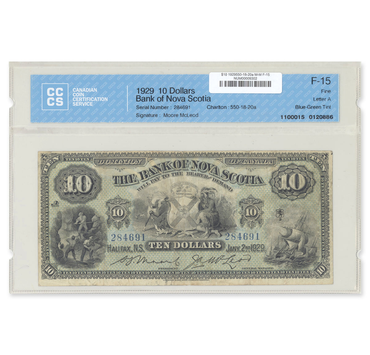 $10 1929 550-18-20a Bank of Nova Scotia Moore-McLeod CCCS F-15