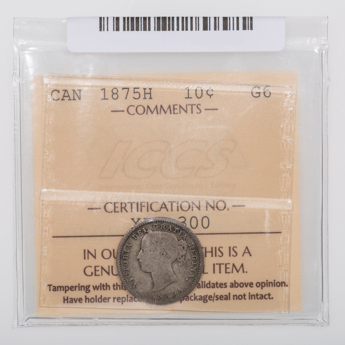 10 Cent 1875H ICCS G-6