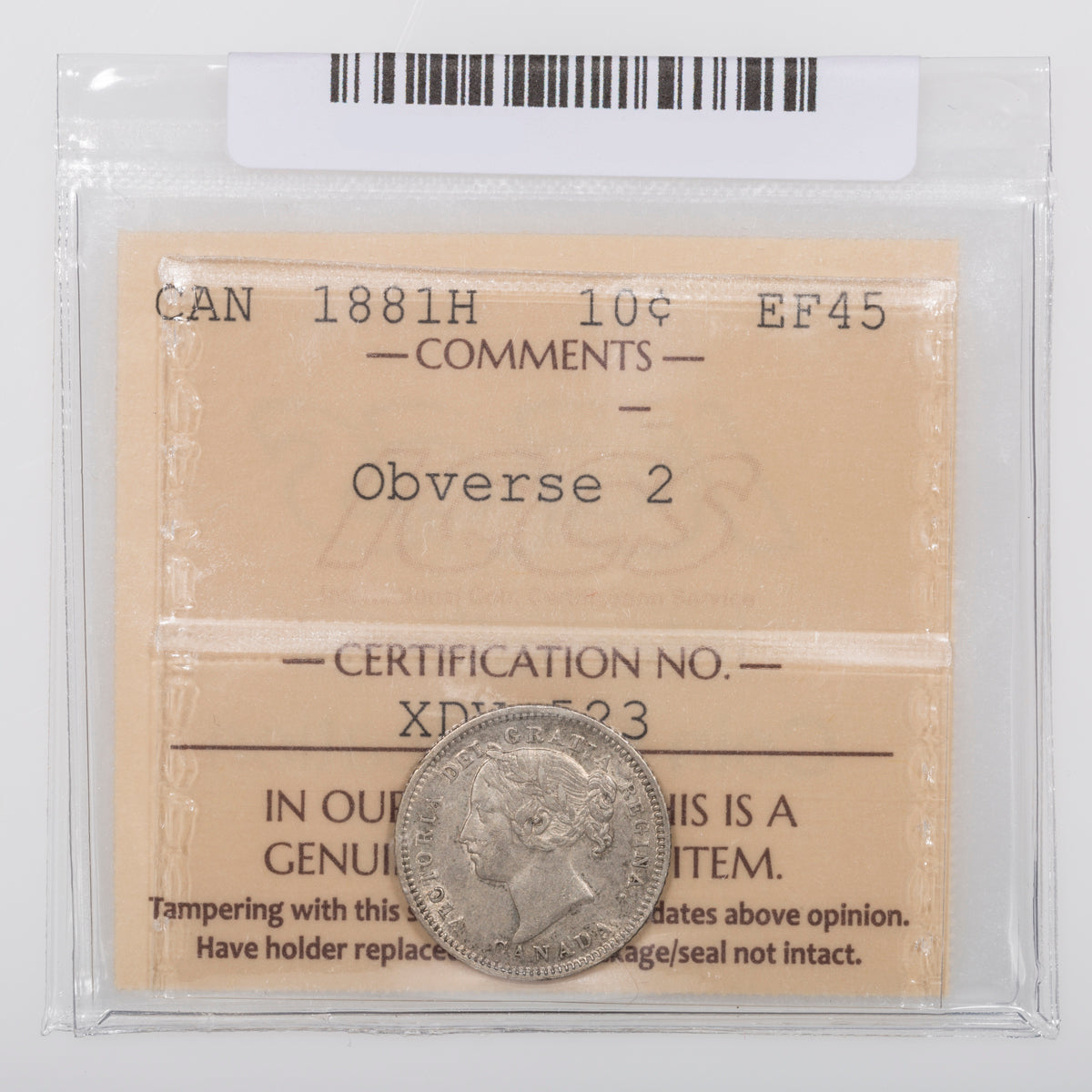 10 Cent 1881H Obv 2 ICCS EF-45