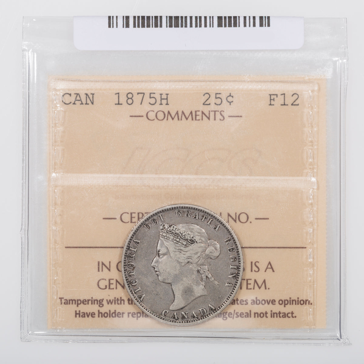 25 Cent 1875H ICCS F-12