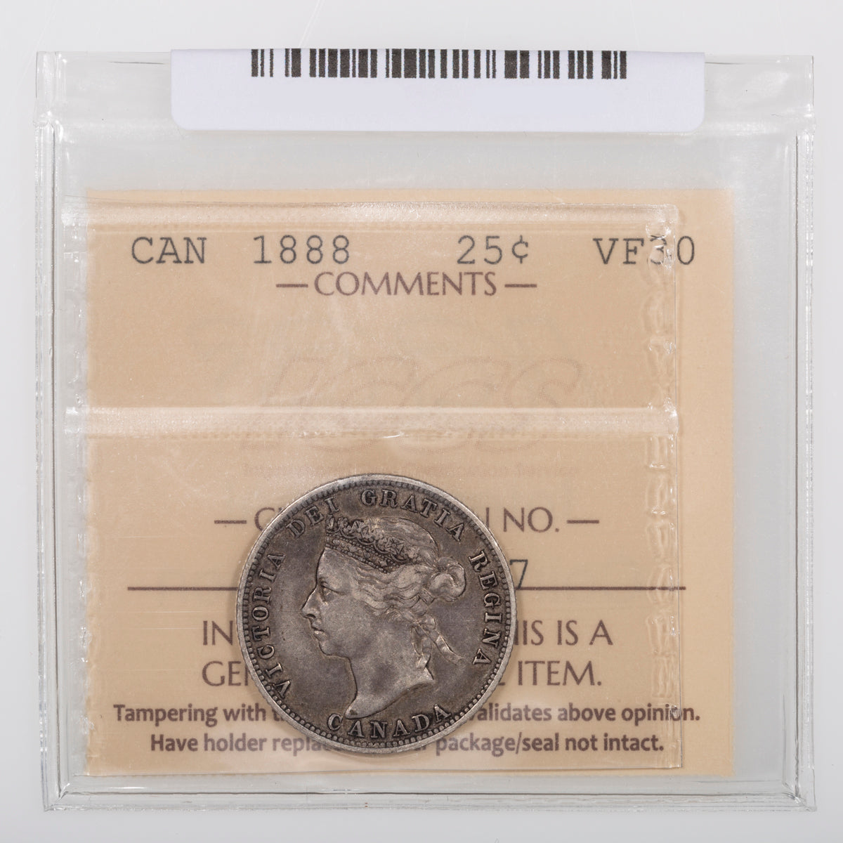 25 Cent 1888 ICCS VF-30