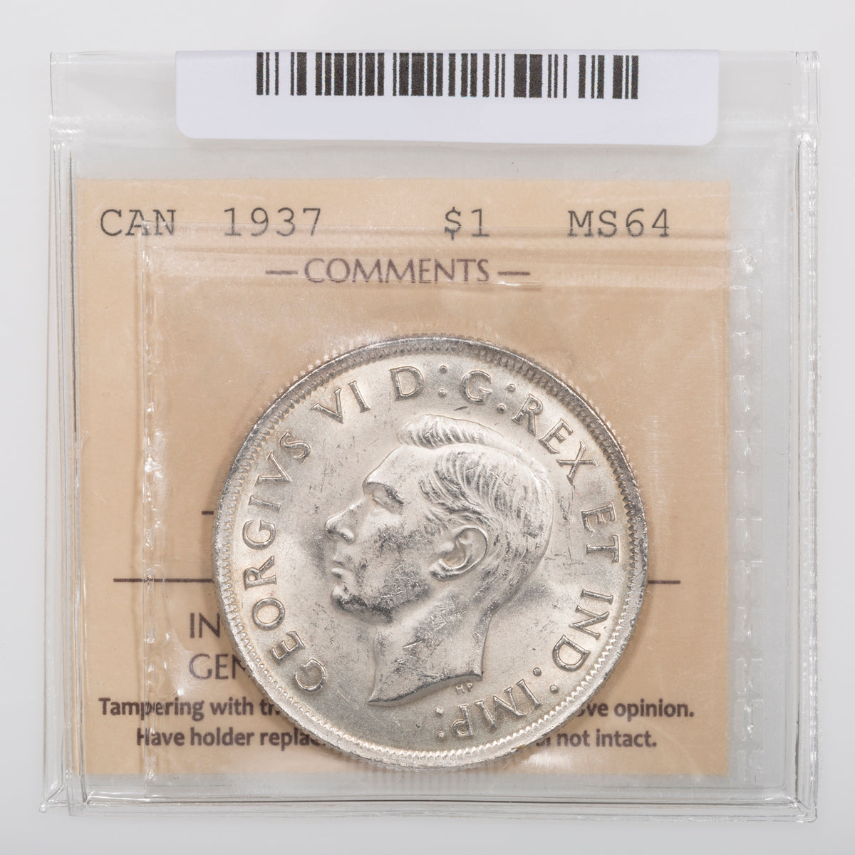 $1 1937 ICCS MS-64