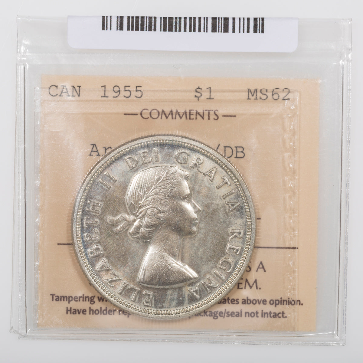 $1 1955 Arnprior with Die Break ICCS MS-62