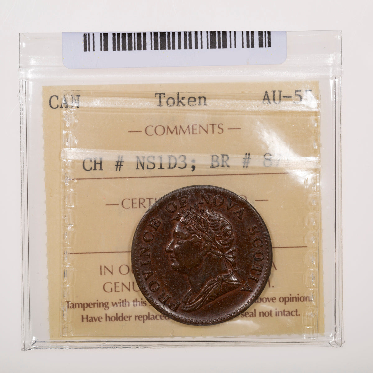 Equal ribbons, Engrailed Canada Nova Scotia Thistle Token Base Halfpenny 1832 AU-55