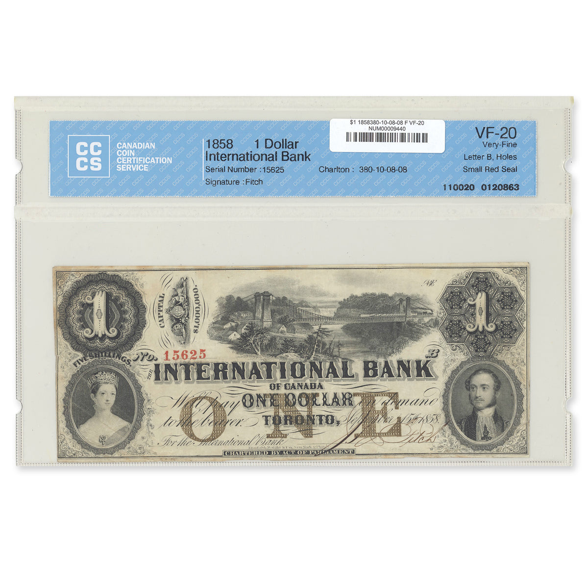 $1 1858 380-10-08-08 International Bank of Canada CCCS VF-20