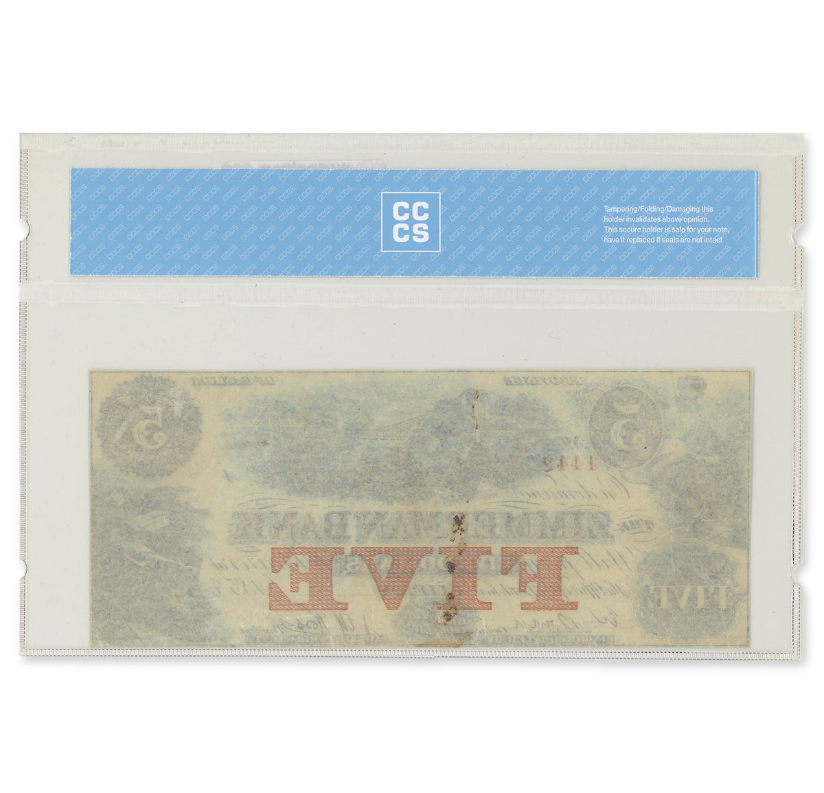 $5 1858 815-14-06R Zimmerman Bank CCCS AU-50