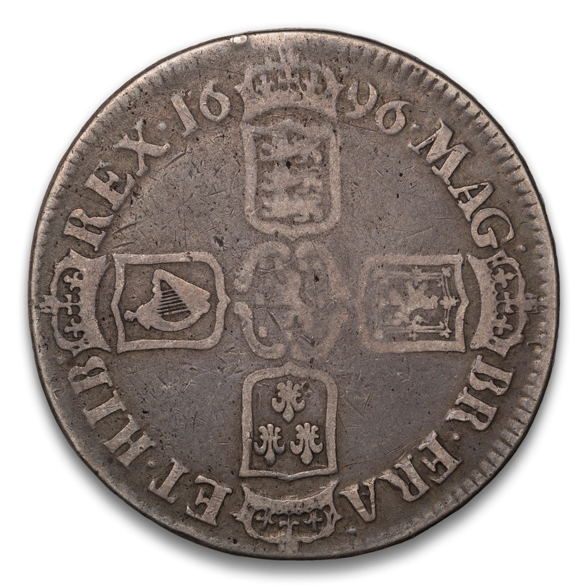 Great Britain Silver 1 Crown 1696 Octavo