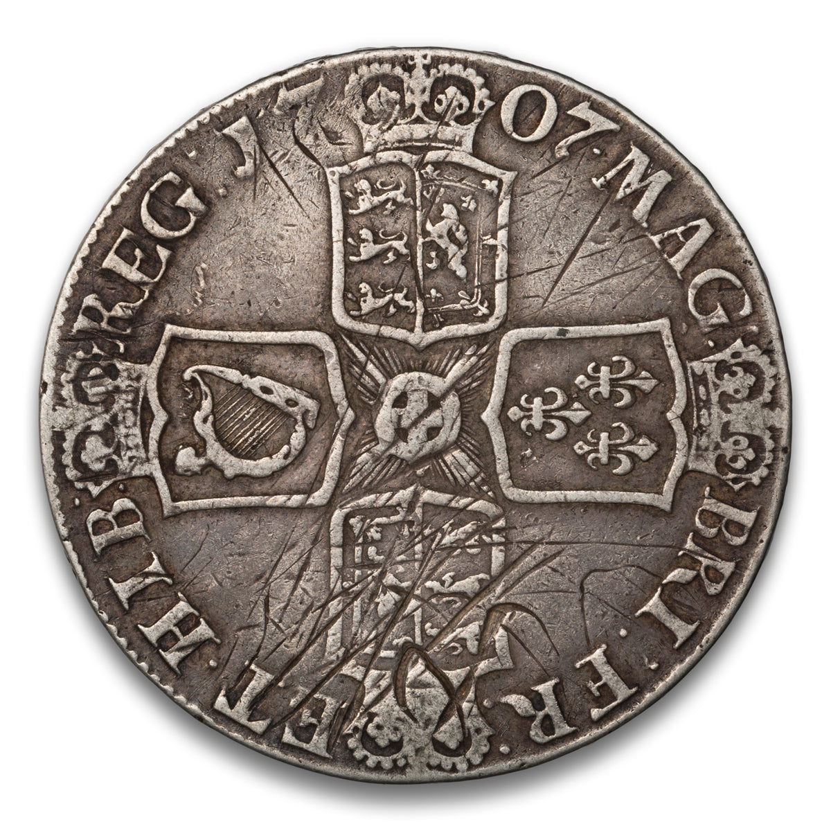 Great Britain Silver 1 Crown 1707 E