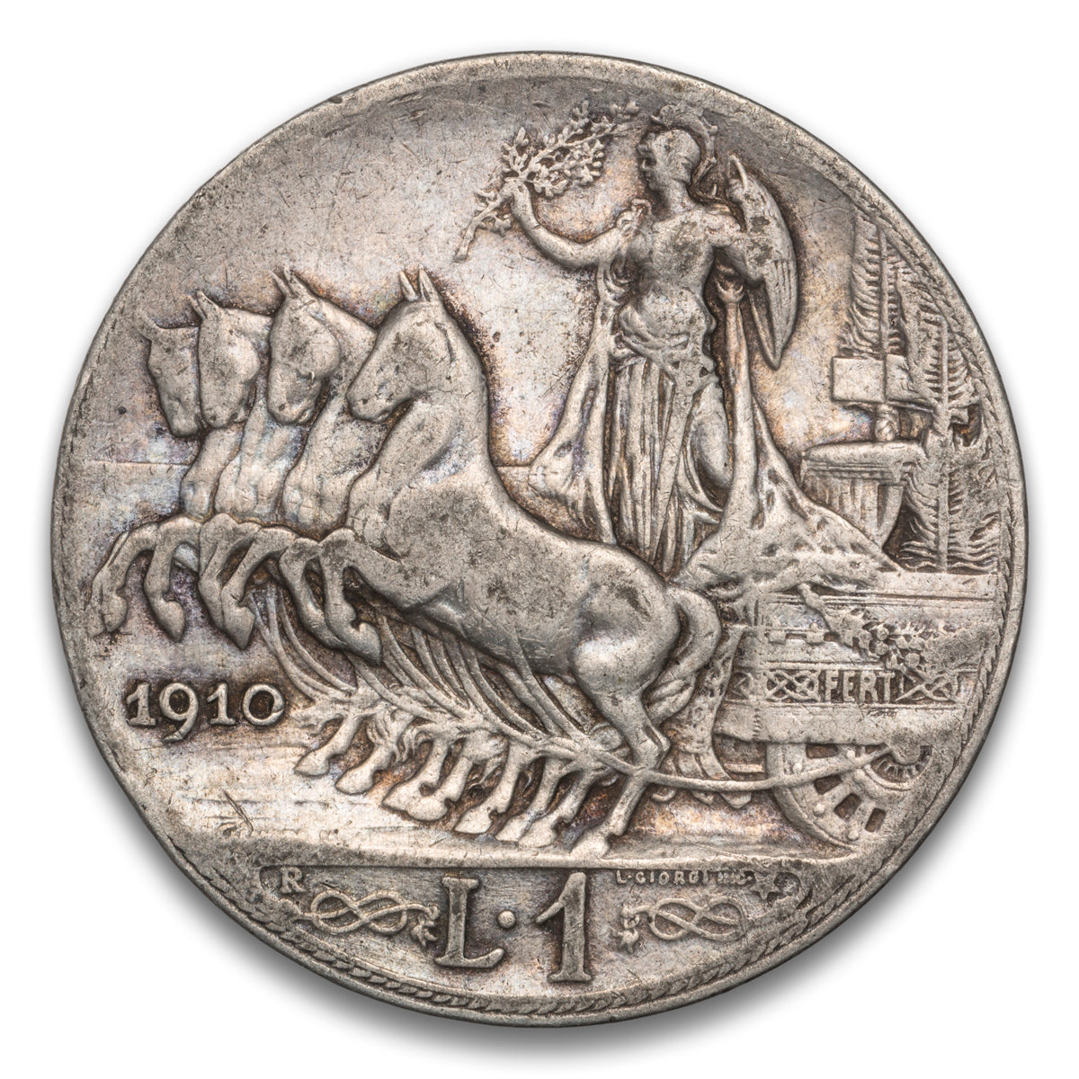 Italy Silver 1 Lira 1910 R