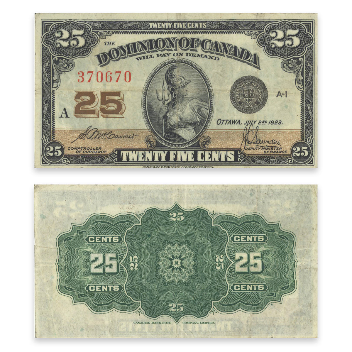 25Cent 1923 DC-24c McCavour-Saunders EF-45