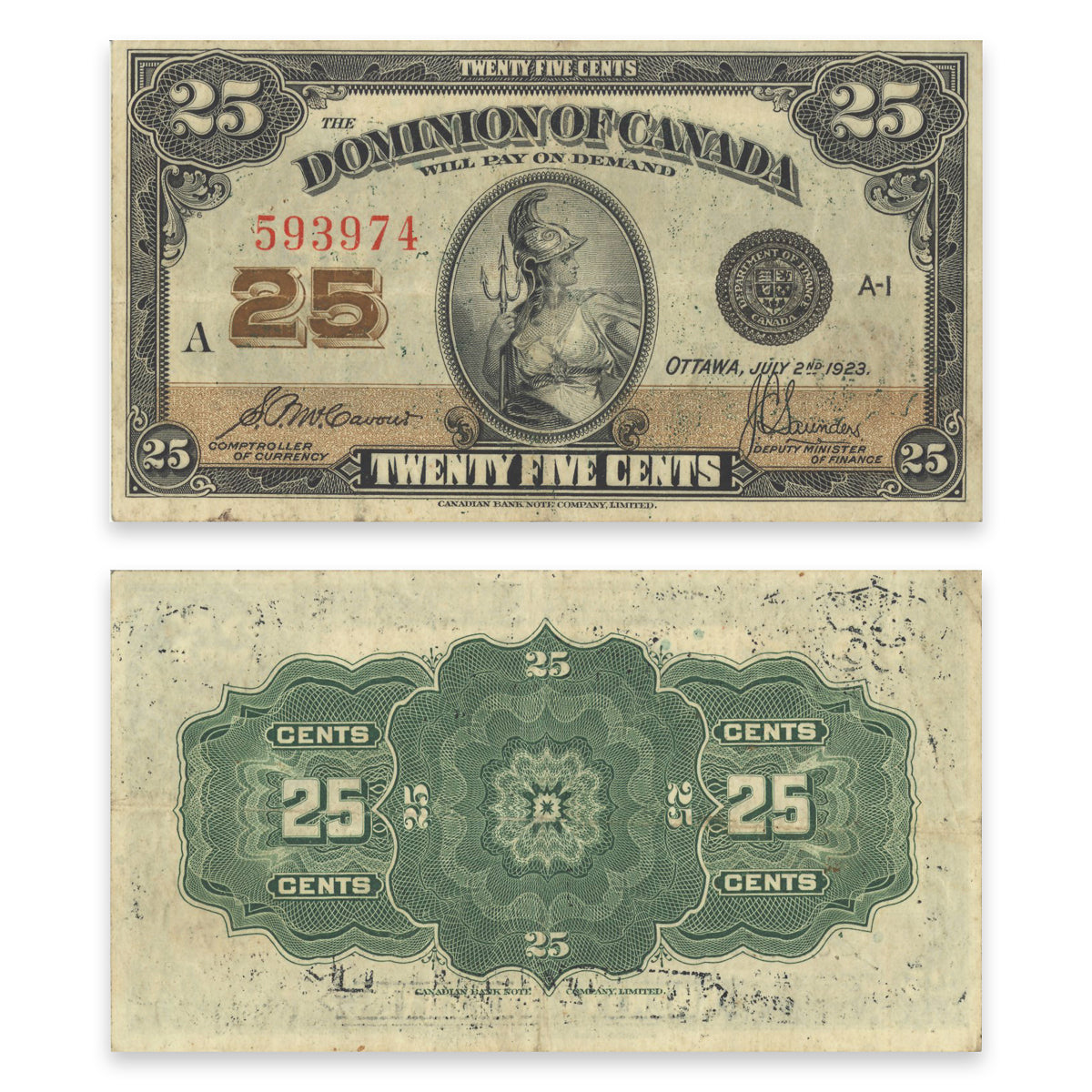 25Cent 1923 DC-24c McCavour-Saunders EF-45