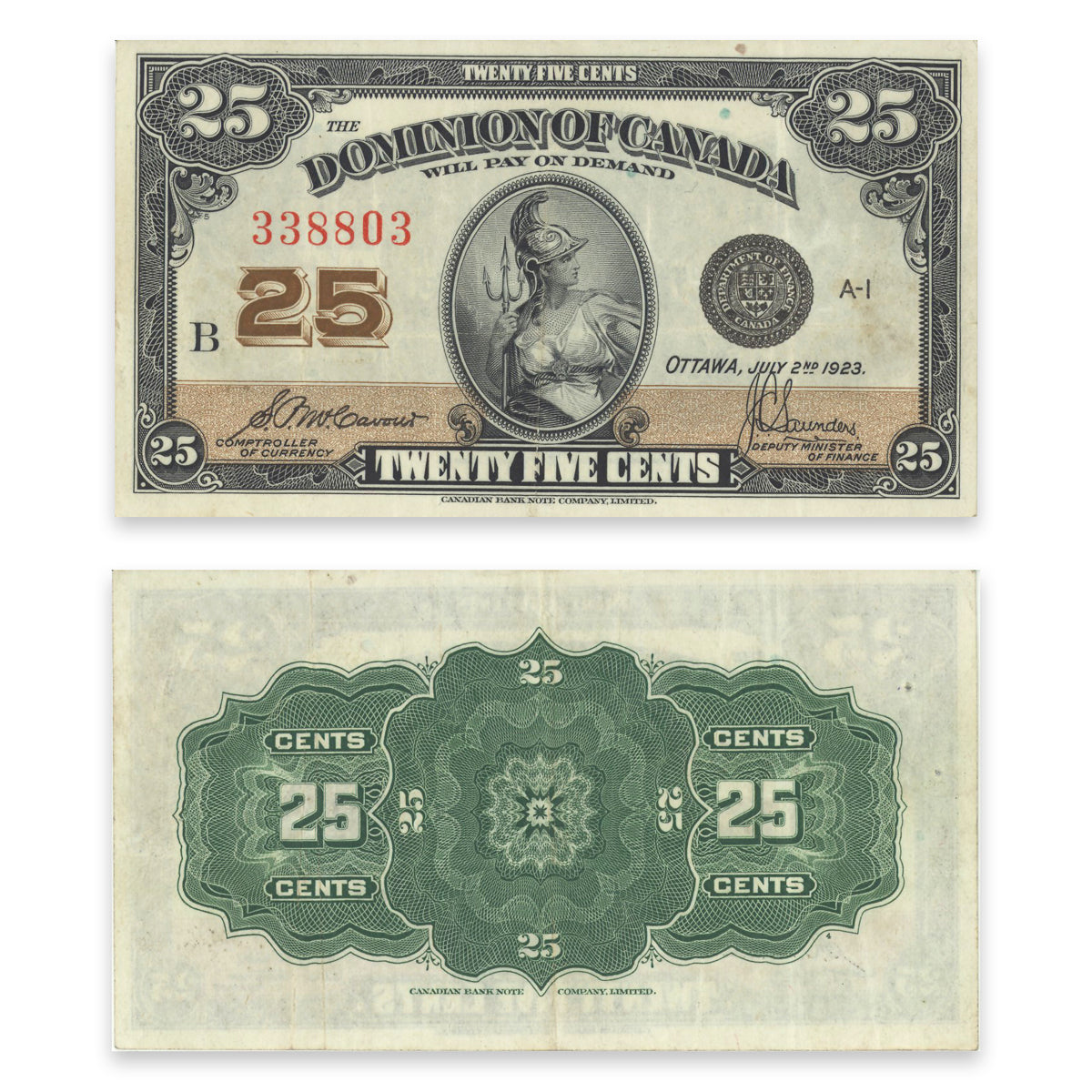 25Cent 1923 DC-24c McCavour-Saunders EF-45