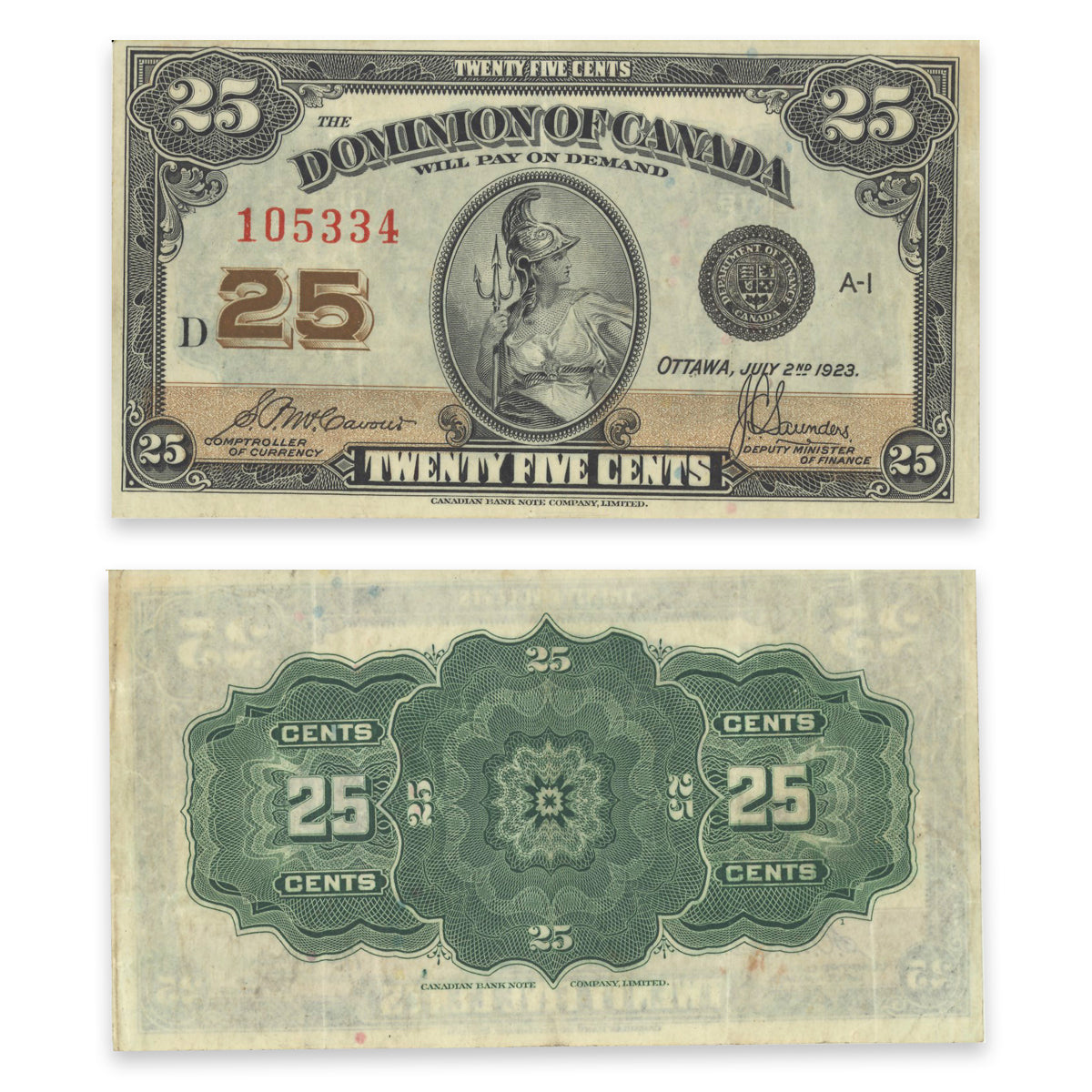 25Cent 1923 DC-24c McCavour-Saunders EF-45