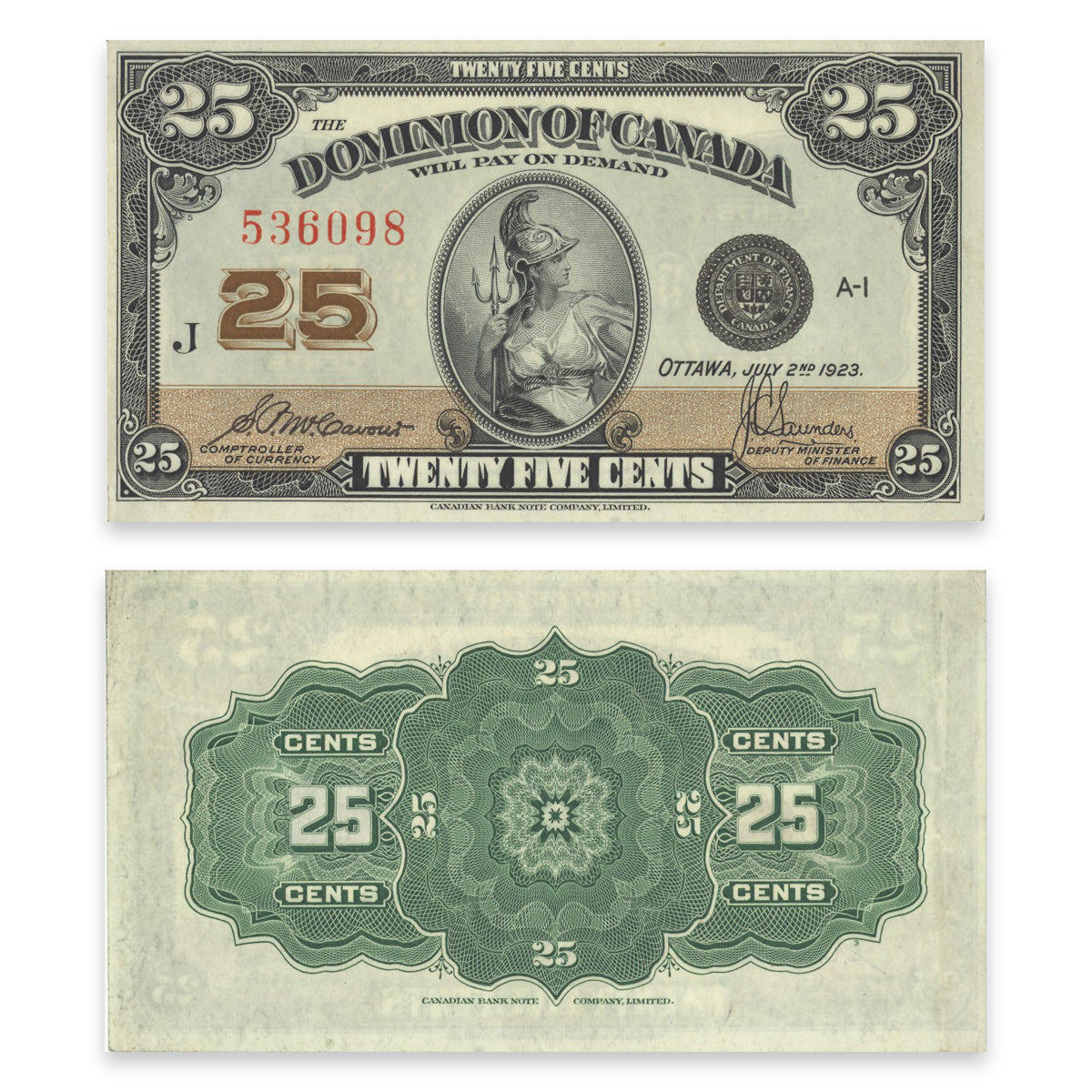 25Cent 1923 DC-24c McCavour-Saunders EF-45