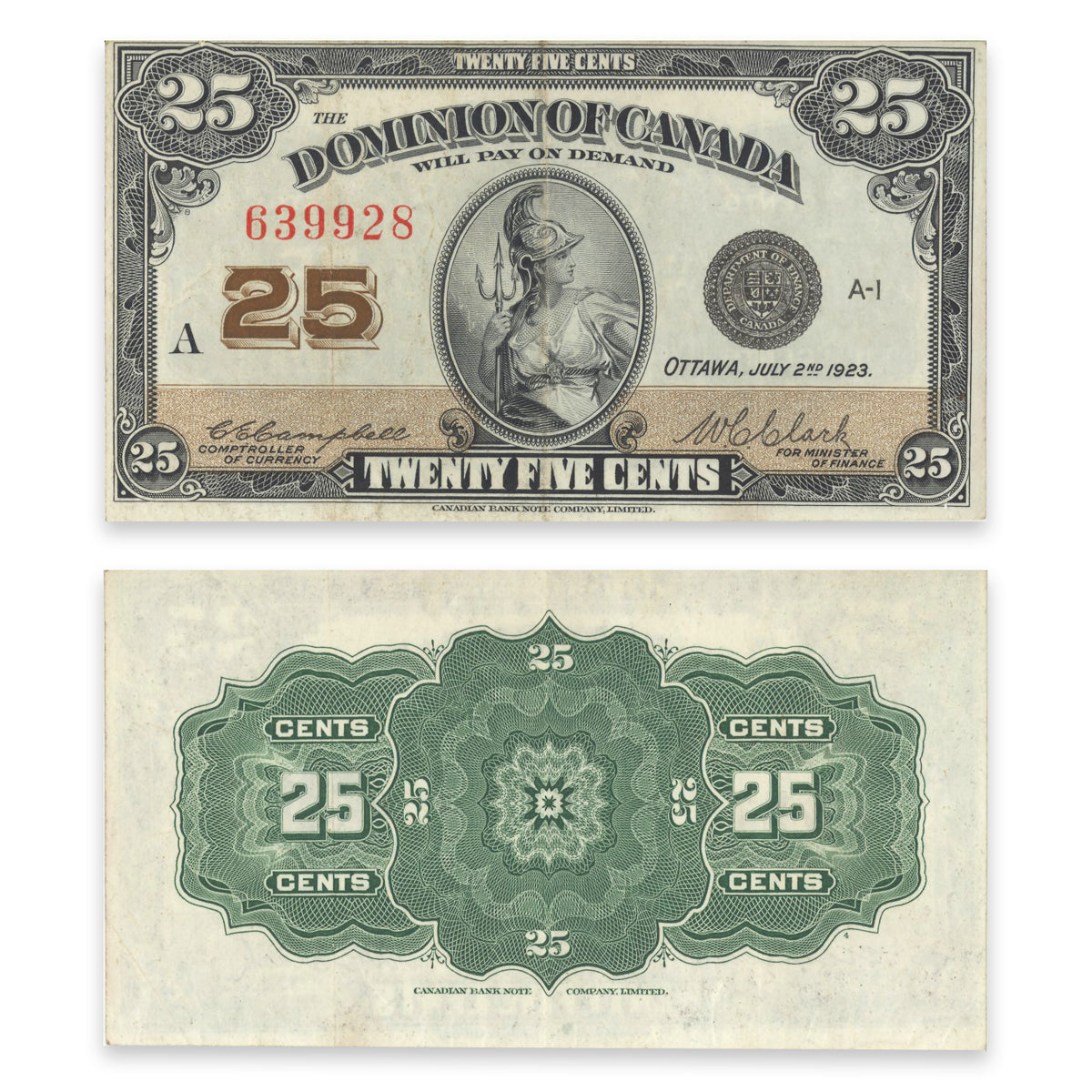 25Cent 1923 DC-24d Campbell-Clark EF-45