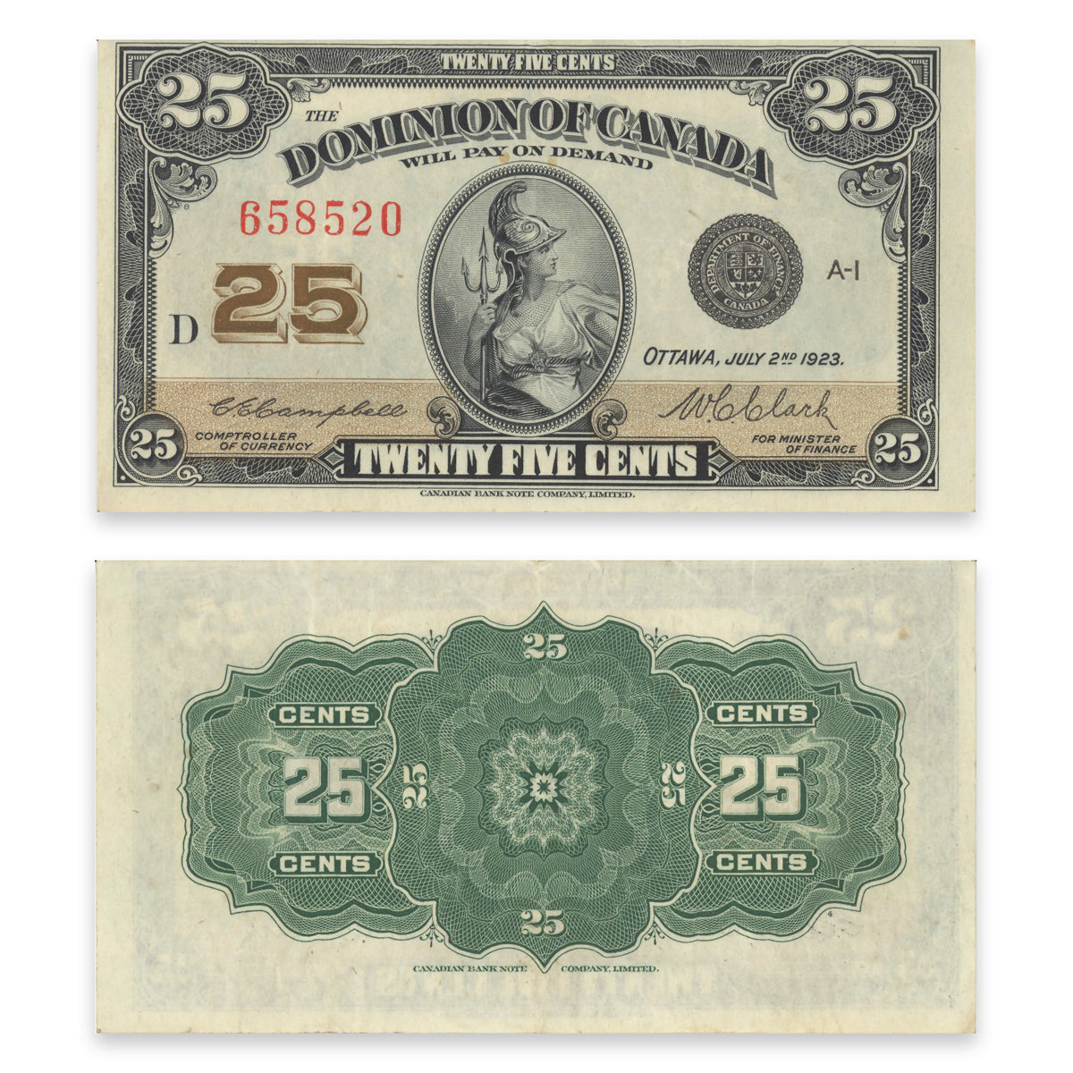 25Cent 1923 DC-24d Campbell-Clark EF-45