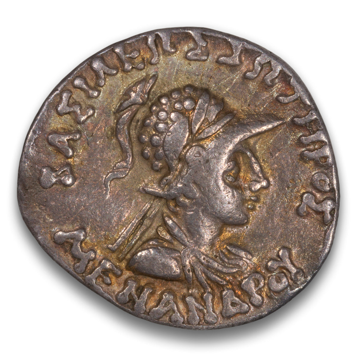 Ancient Indo-Greece Baktria Menander I Soter Silver 1 drachm 165-130 BCE