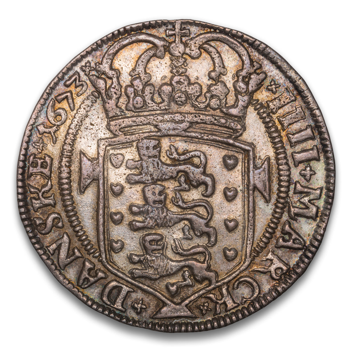Denmark and Norway Christian V Silver 1 Krone 1673 Gluckstadt Mint