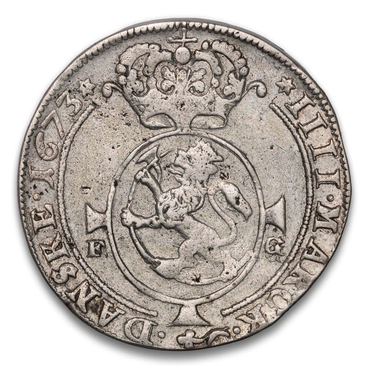Denmark and Norway Christian V Silver 1 Krone 1673 Christiania Mint