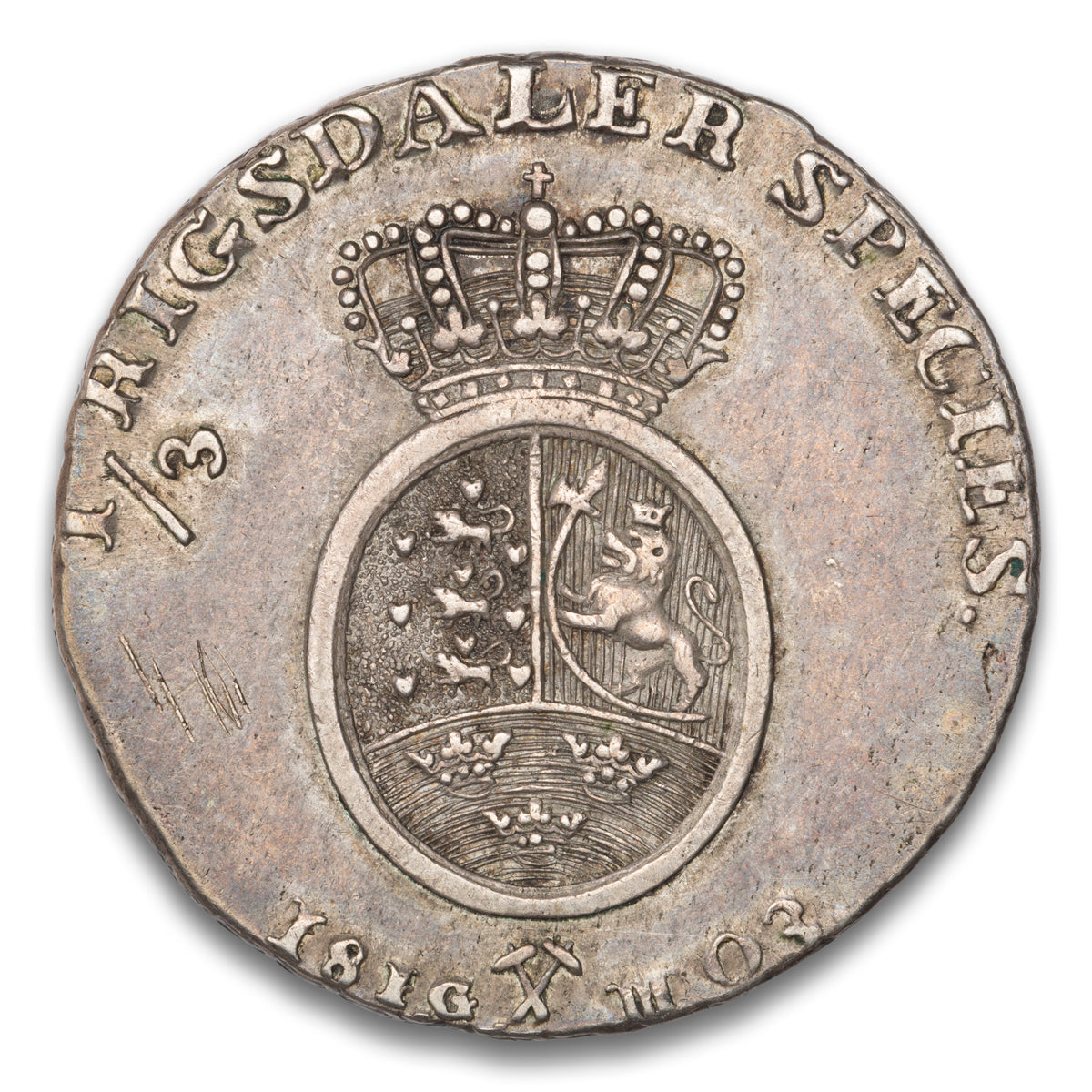 Denmark and Norway Christian VII Silver 1/3 Rigsdaler Species 1803 Kongsberg Mint