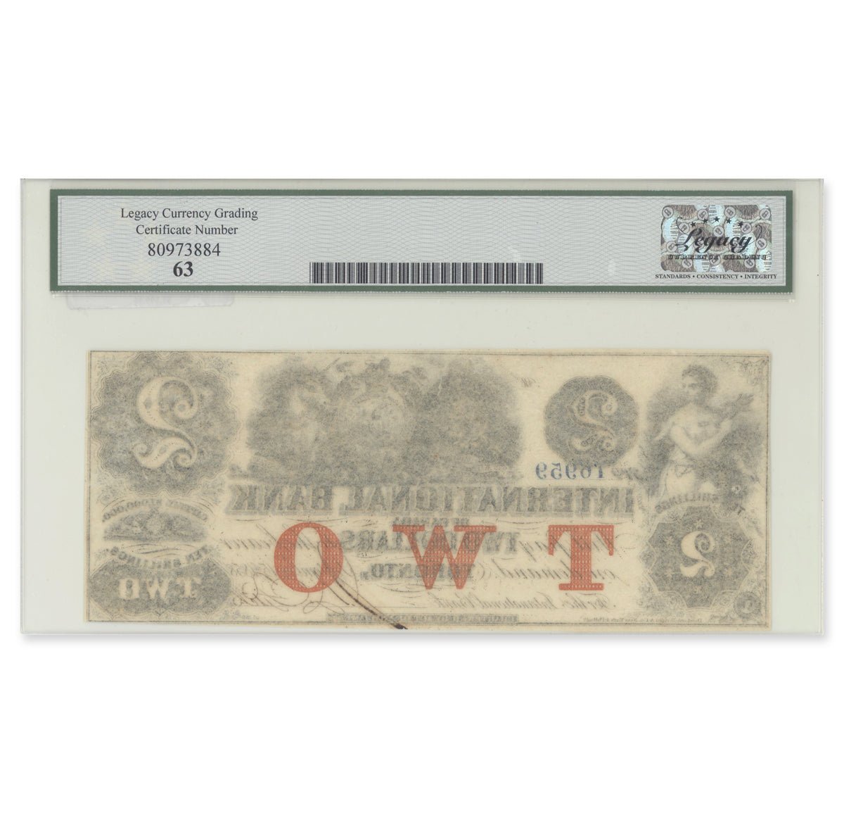 $2 1858 380-10-10-12a International Bank of Canada Legacy CUNC-63