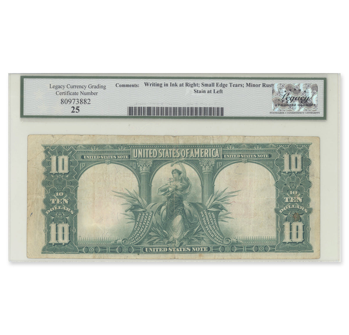 US $10 1901 Fr. 122 Speelman-White Prefix E Legacy VF-25