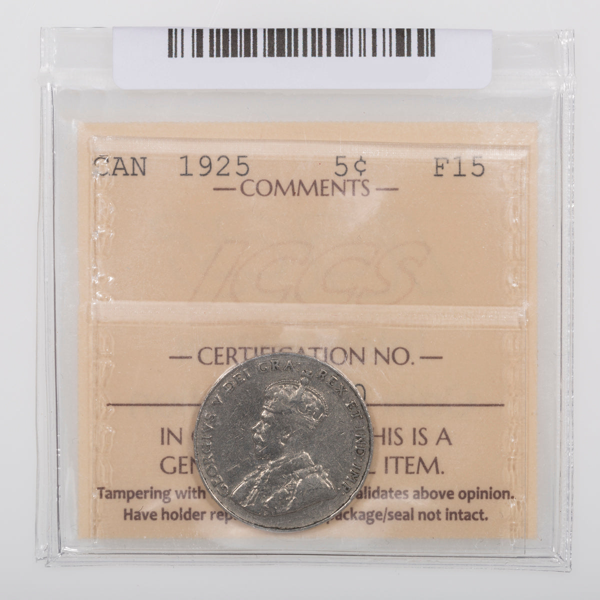 5 Cent 1925 ICCS F-15