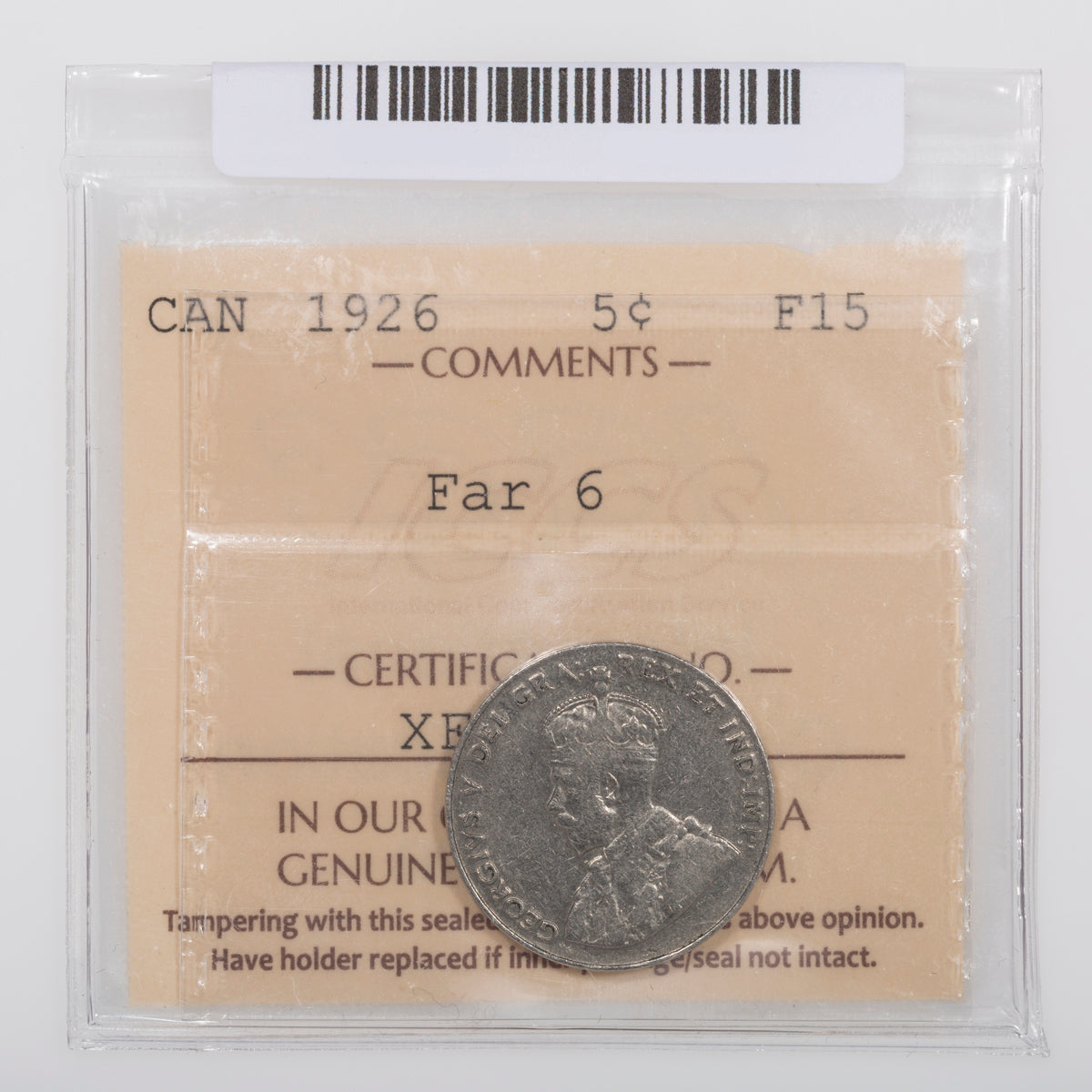 5 Cent 1926 Far 6 ICCS F-15