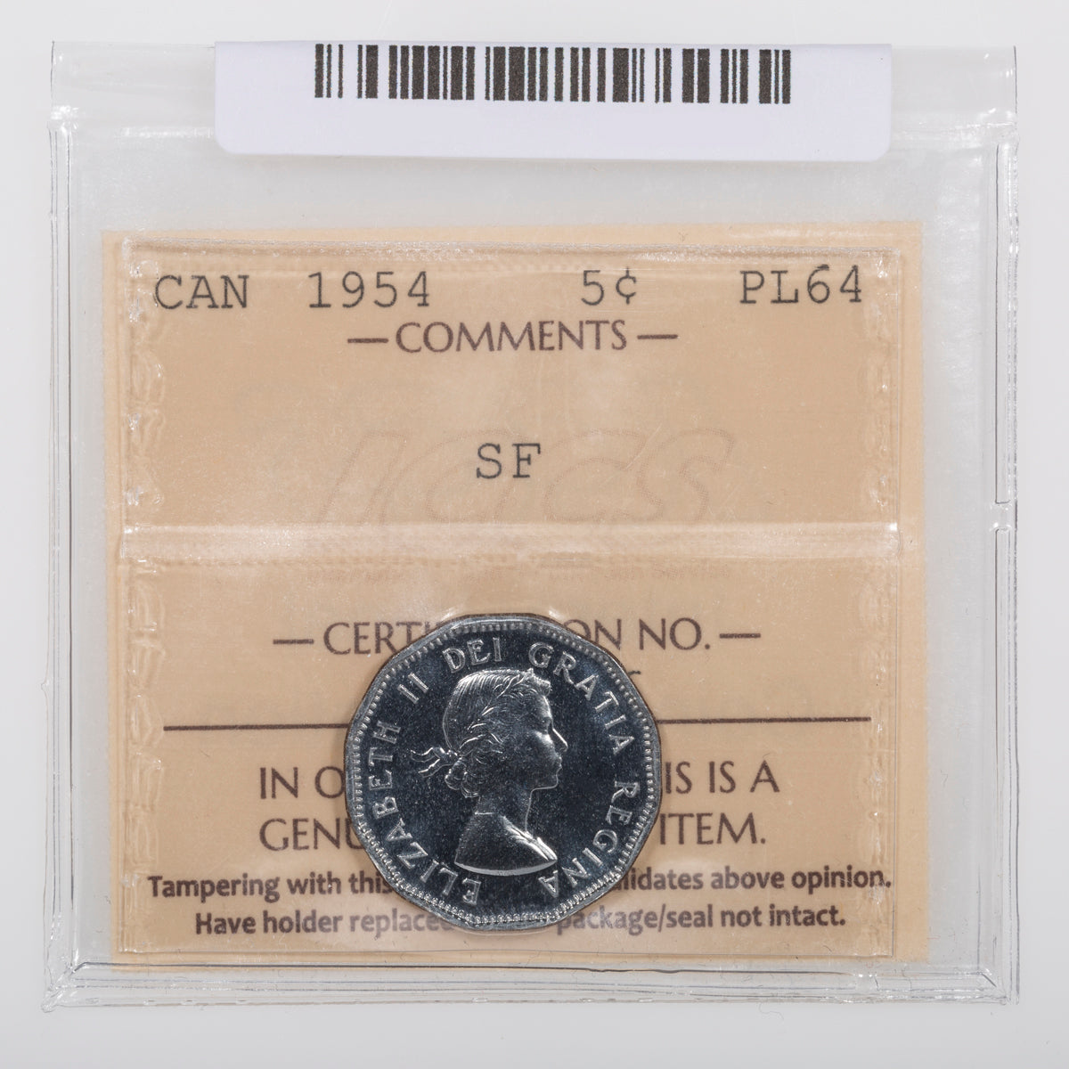 5 Cent 1954 SF ICCS PL-64
