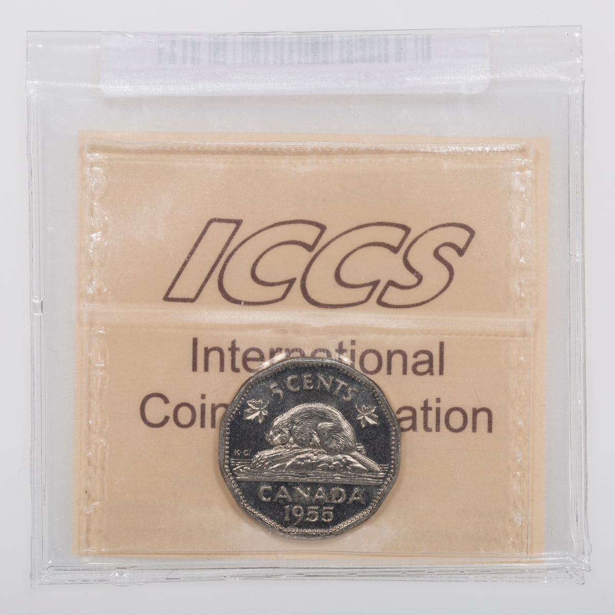 5 Cent 1955 ICCS PL-66 Heavy Cameo