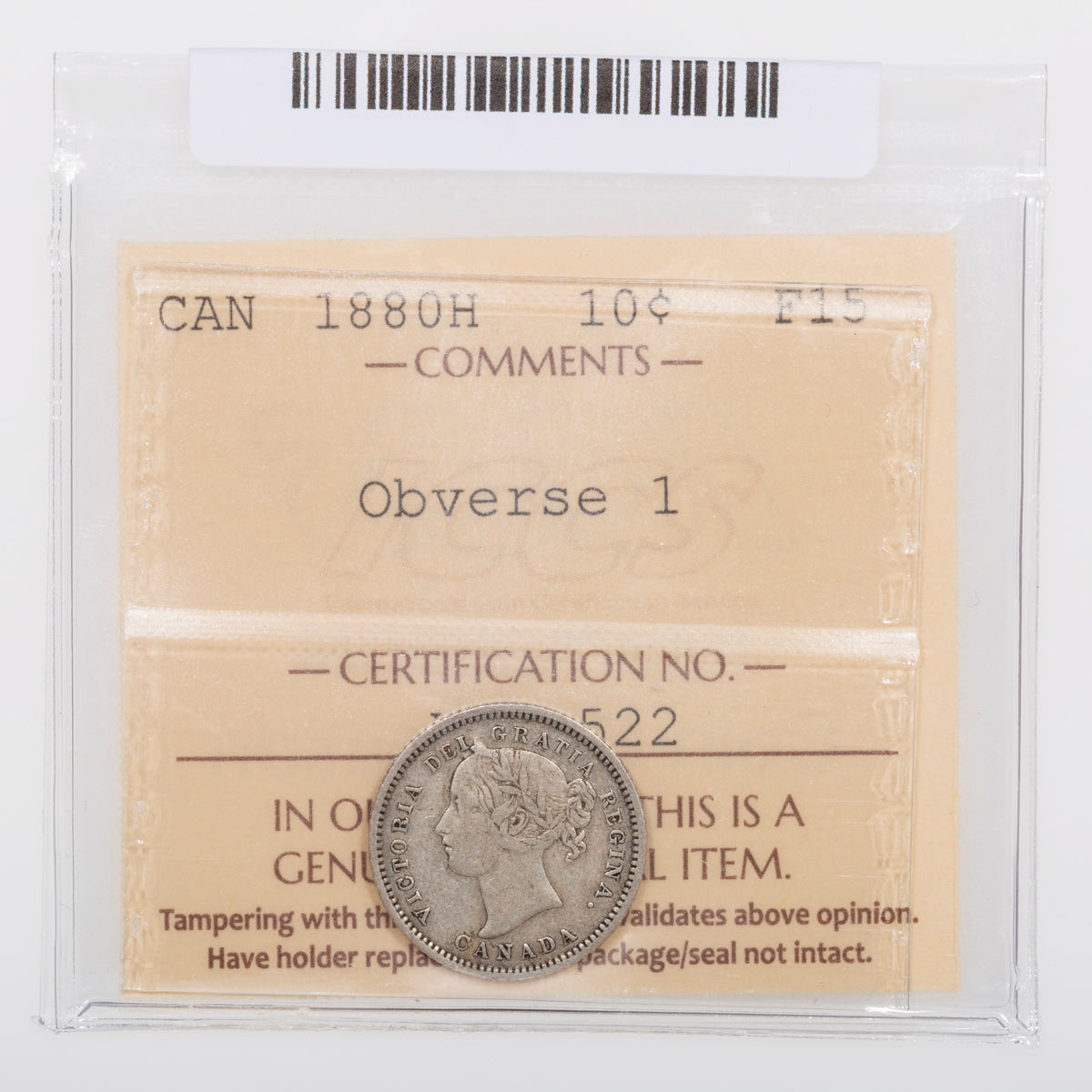 10 Cent 1880H Obverse 1 ICCS F-15