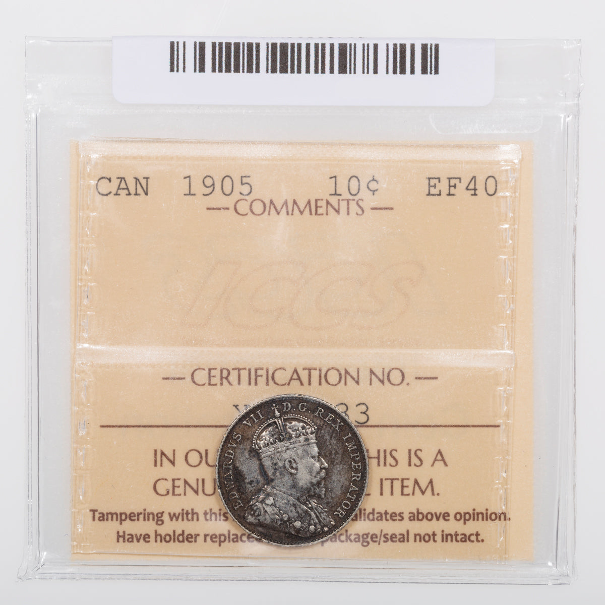 10 Cent 1905 ICCS EF-40
