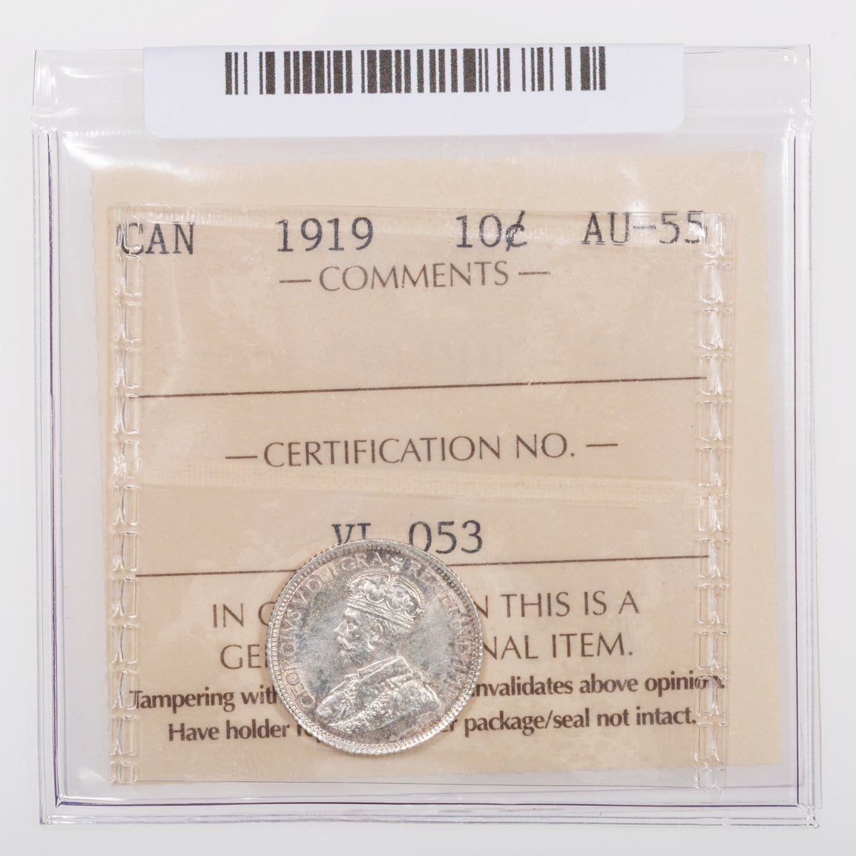 10 Cent 1919 ICCS AU-55
