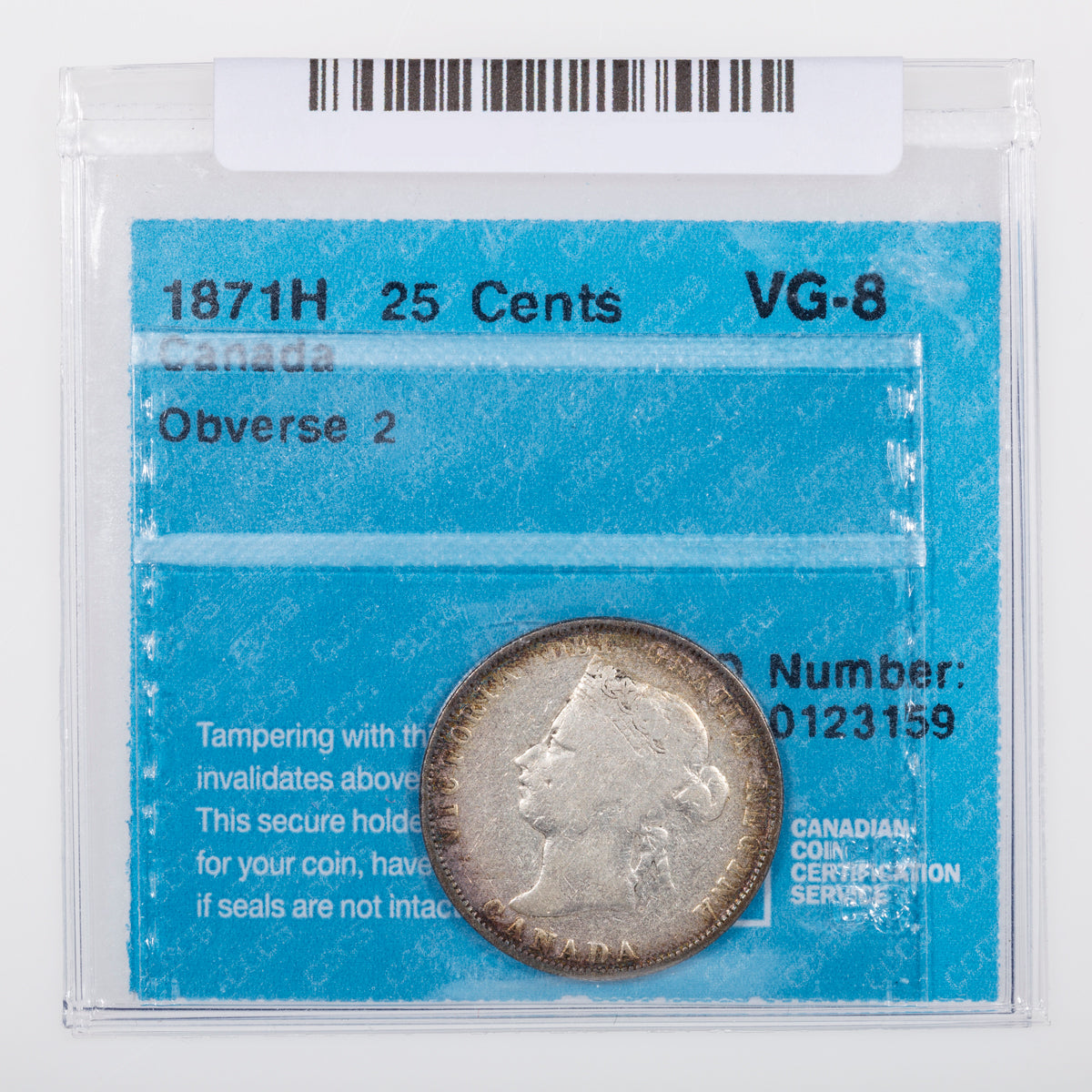 25 Cent 1871H Obverse 2 CCCS VG-8