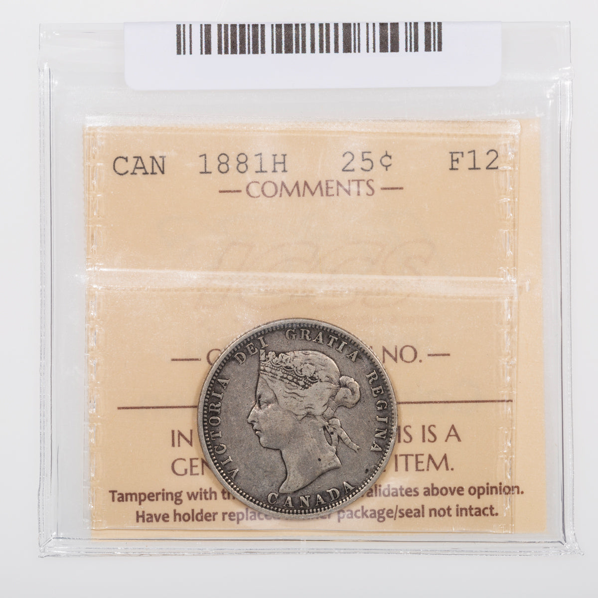 25 Cent 1881H ICCS F-12
