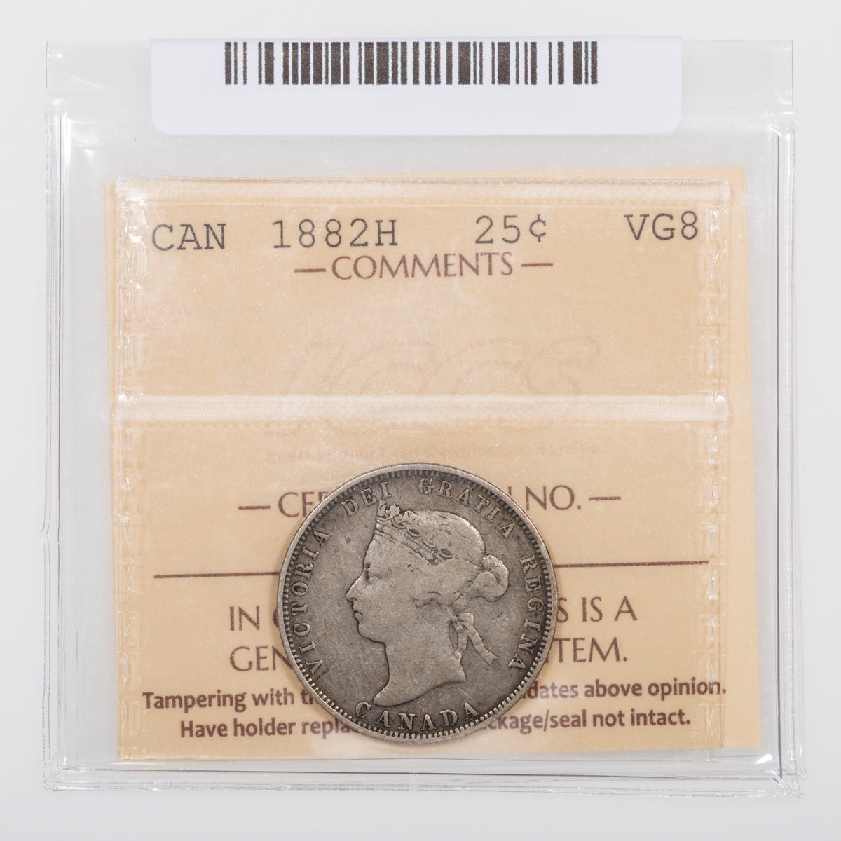 25 Cent 1882H ICCS VG-8