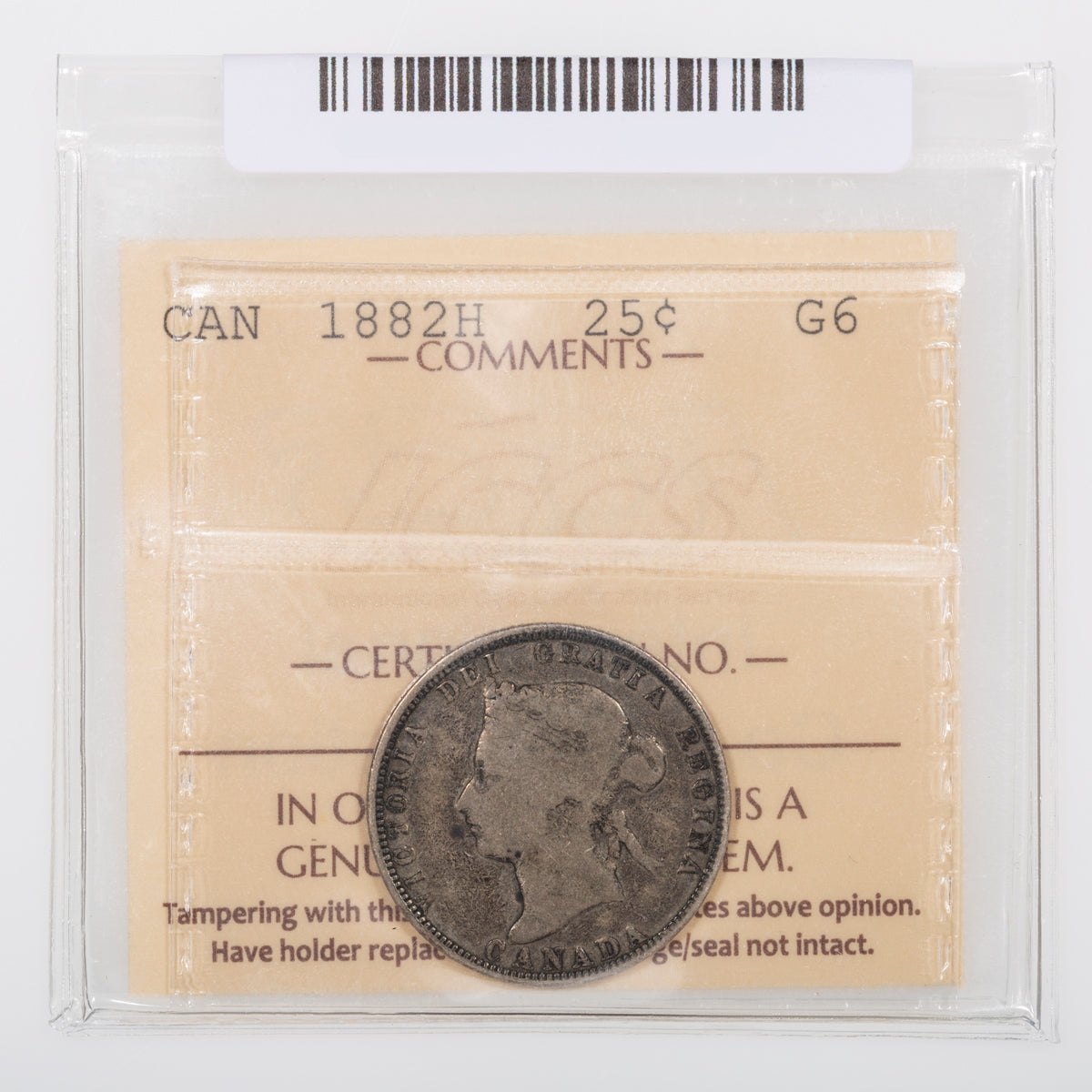 25 Cent 1882H ICCS G-6