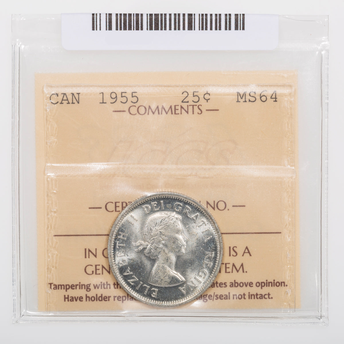 25 Cent 1955 ICCS MS-64