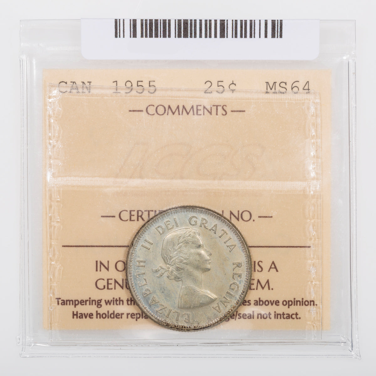 25 Cent 1955 ICCS MS-64