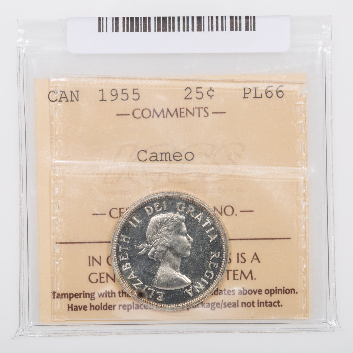 25 Cent 1955 ICCS PL-66 Cameo