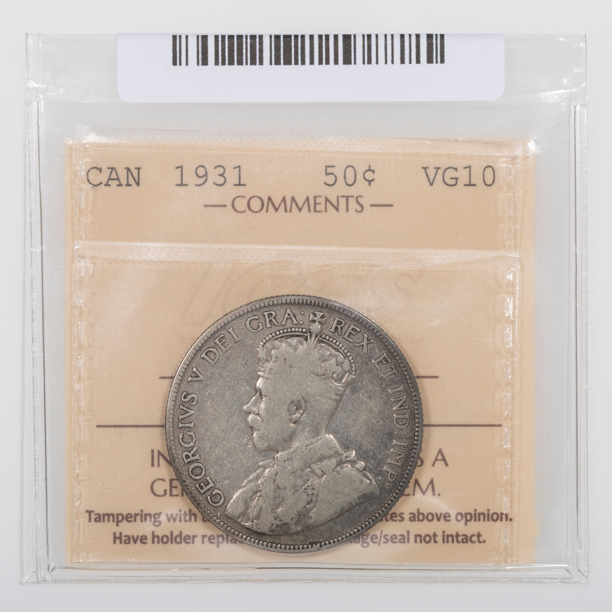 50 Cent 1931 ICCS VG-10