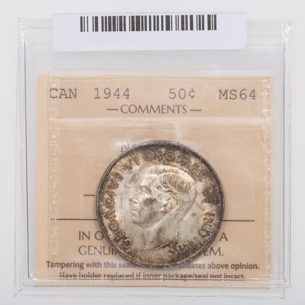 50 Cent 1944 Near 4 ICCS MS-64