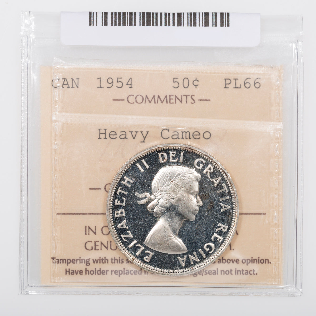 50 Cent 1954 ICCS PL-66 Heavy Cameo