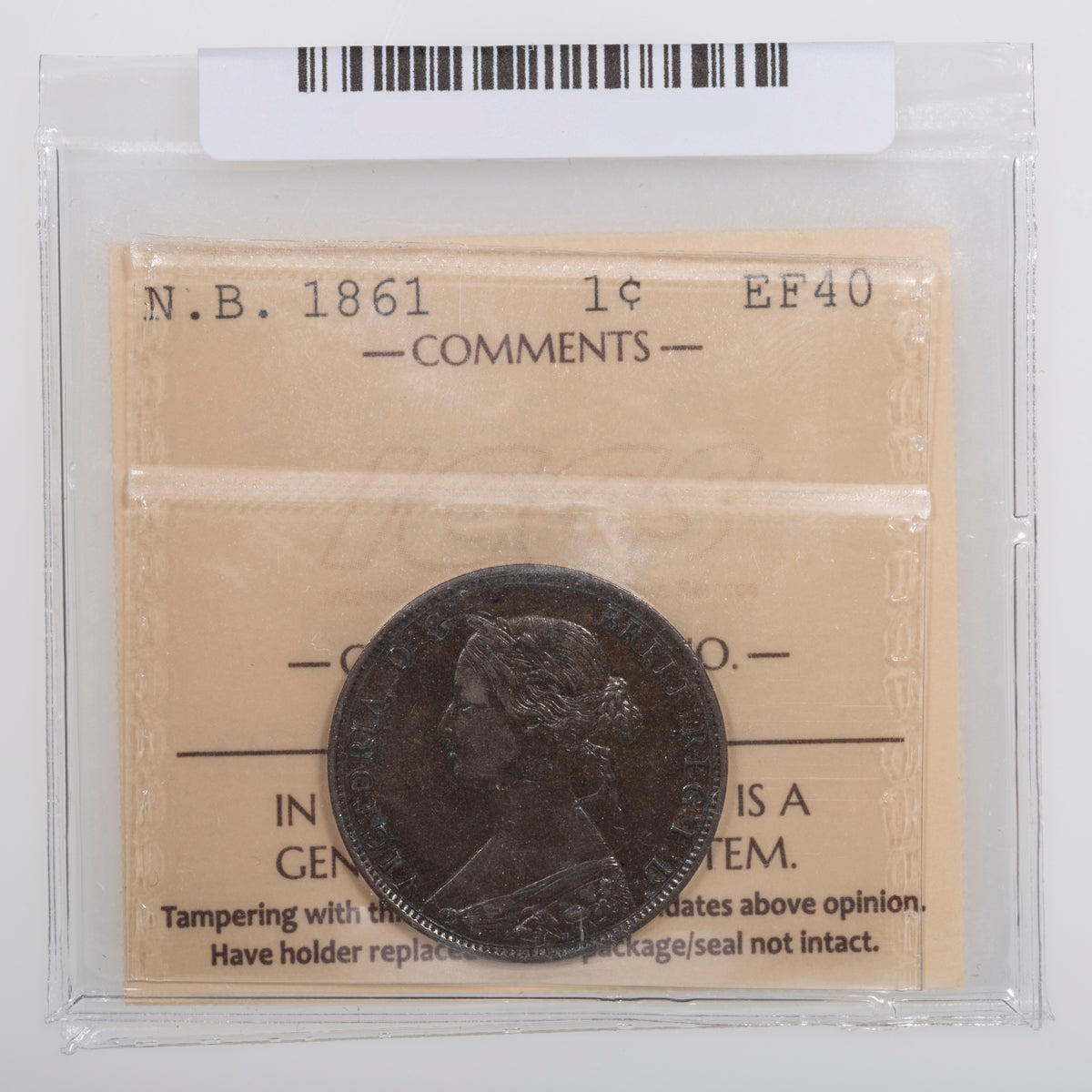 NB 1 Cent 1861 ICCS EF-40