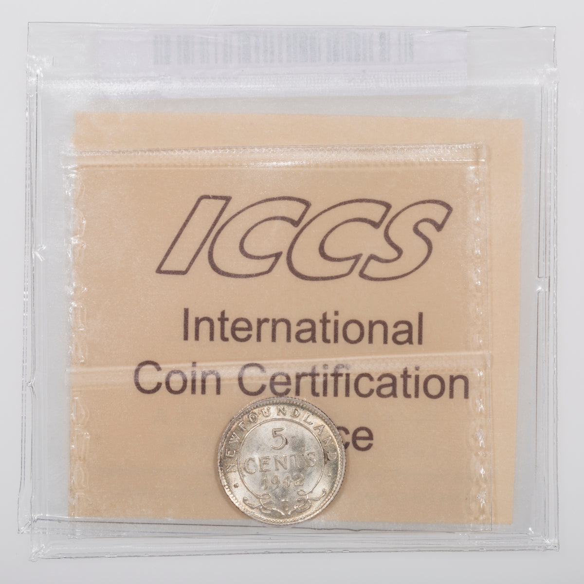 NFLD 5 Cent 1942C ICCS MS-64