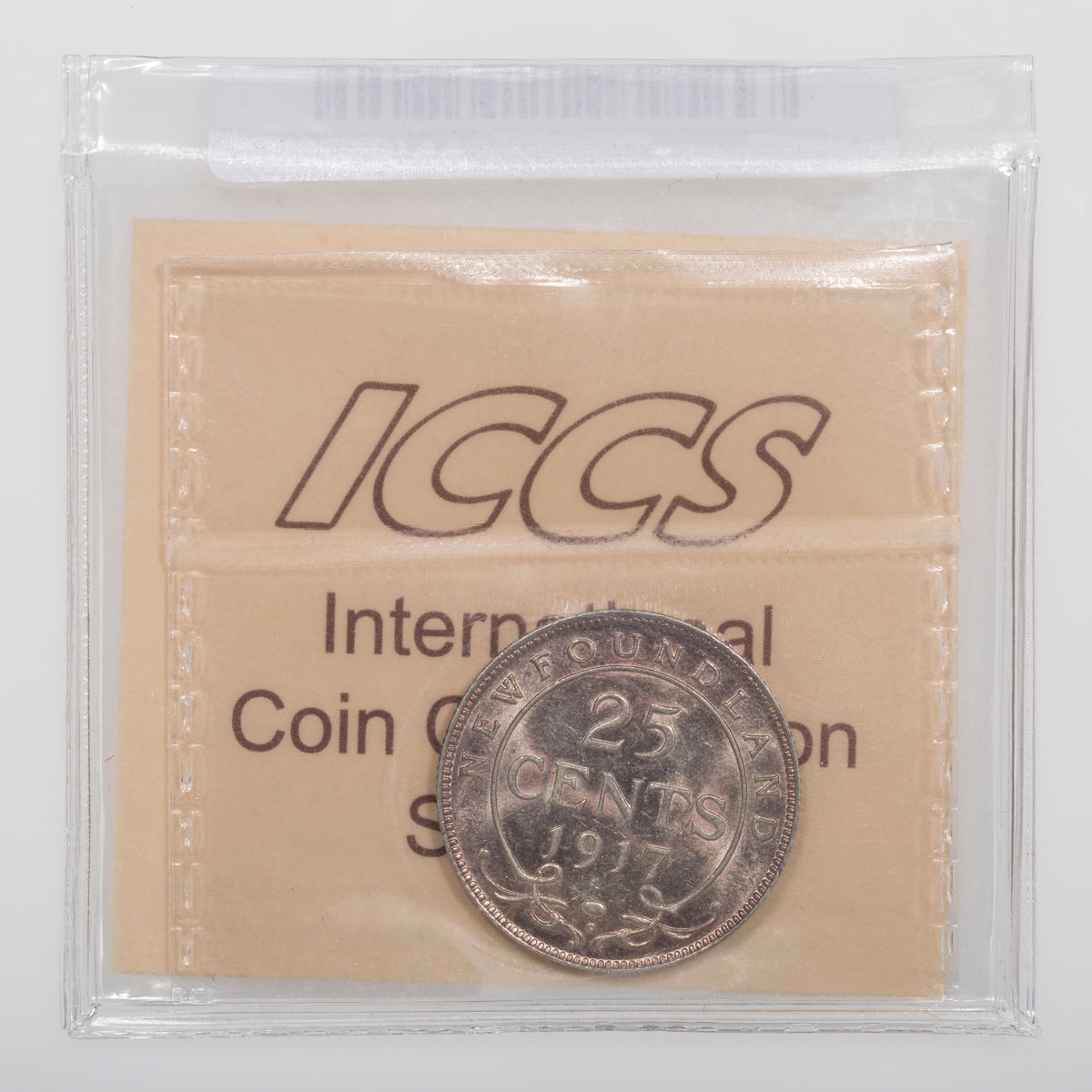 NFLD 25 Cent 1917C ICCS AU-58