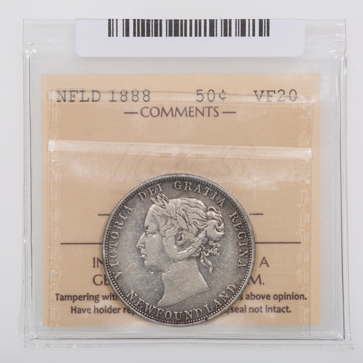 NFLD 50 Cent 1888 ICCS VF-20