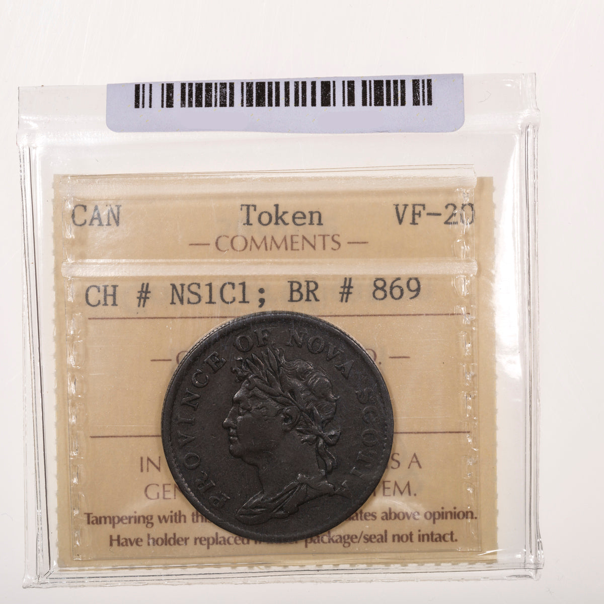 Nova Scotia CH# NS-1C1 Thistle Token George IV Halfpenny 1824 Far "P" ICCS VF-20