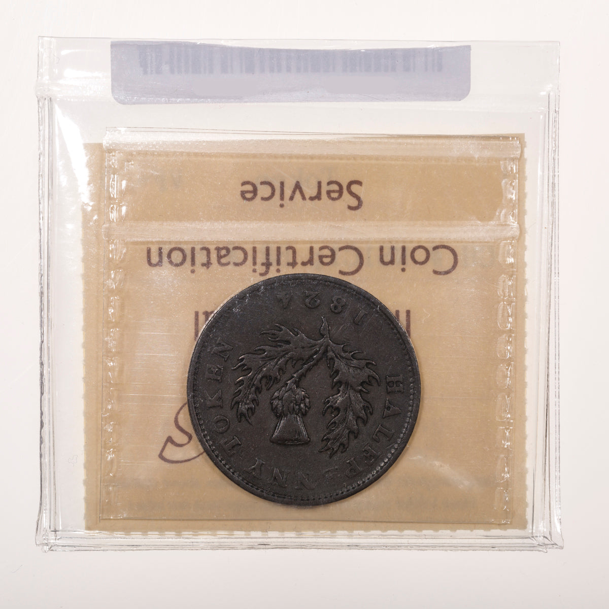 Nova Scotia CH# NS-1C1 Thistle Token George IV Halfpenny 1824 Far "P" ICCS VF-20